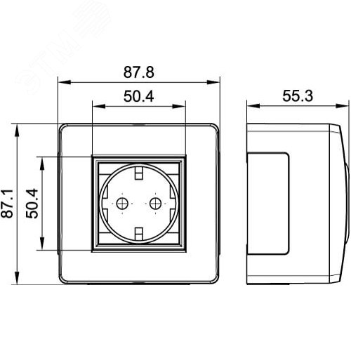 Коробка для миниканалов с силовой розеткой