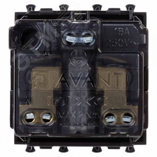 Avanti Розетка ''Черный квадрат'', 2P+E, с защитными шторками, 2 модульная