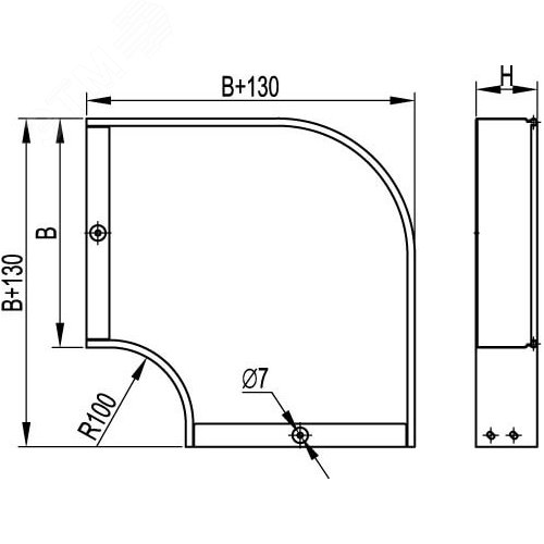 Угол CPO 90 горизонтальный 90 градусов 400х80 в комплекте крепежные элементы соединительные пластины