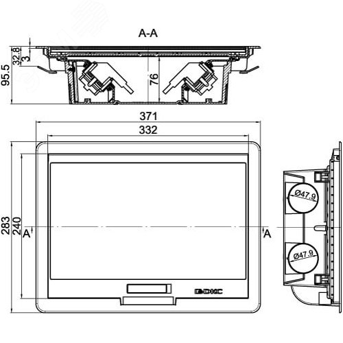Лючок напольный 12 модулей черный RAL 9005