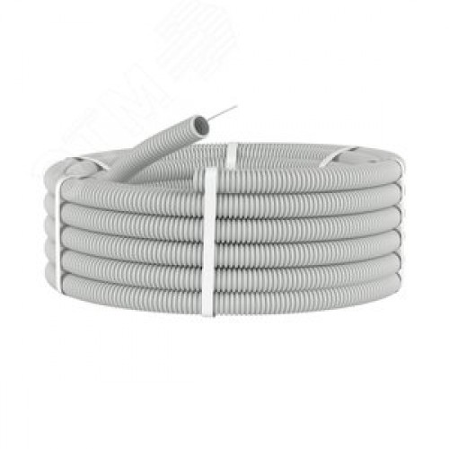 Труба гофрированная ПВХ 16 мм с протяжкой легкая серая (100м)
