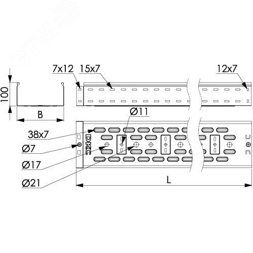 Лоток перфорированный 400х100 L3000