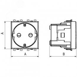 Avanti Розетка ''Черный квадрат'', 2P+E, с защитными шторками, 2 модульная