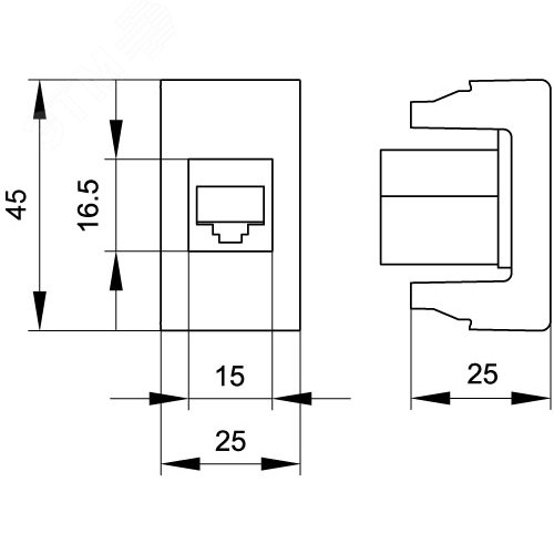 Розетка телефонная RJ12 Viva белая 1 модуль