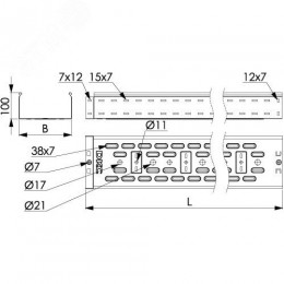 Лоток перфорированный 150х100х3000