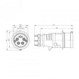 Вилка кабельная IP44 32A 3P+E+N 400V