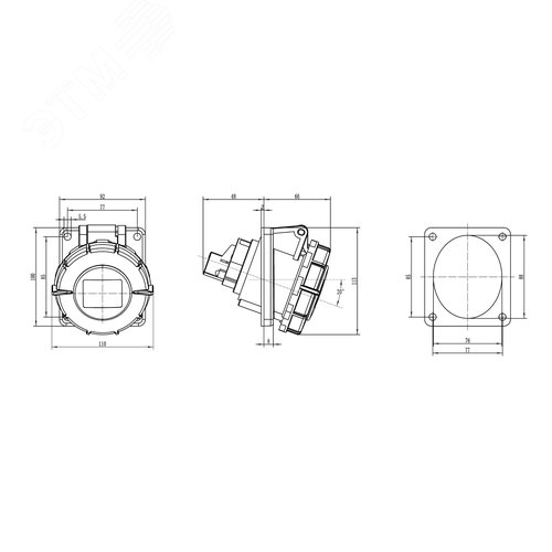 Розетка скрытая с наклоном IP67 32A 3P+E+N 400V