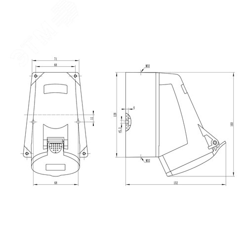 Розетка наружная IP44 32A 3P+E+N 400V