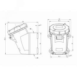 Розетка наружная IP67 16А 3P+E+N 400V