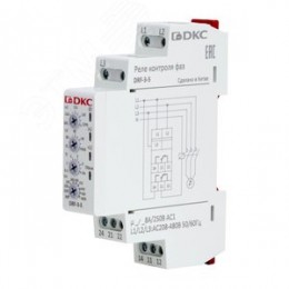 Реле контроля фаз, 3 фазы, контроль напряжения, контроль обрыва фаз, конфигурация контакта 2CO, 208-480В