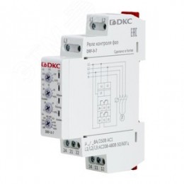 Реле контроля фаз, 3 фазы, контроль напряжения , контроль обрыва фаз, котроль чередования фаз, контроль асимметрии, конфигурация контакта 2CO, 208-480В
