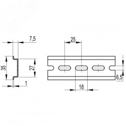 DIN-рейка перфорированная OMEGA 35х7,5, 1000 мм.