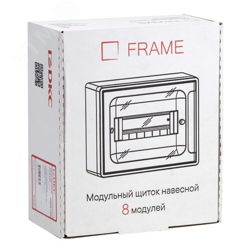 Щиток 8 мод настенный FRAME ЩРн-П-8, белый, с тонированной дверцей, с 2 шинами PEN на 6 и 8 отв. F08W1WD DKC