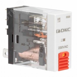 Реле миниатюрное промышленное, 1CO, коммутируемый ток 12 А, AgSnO, напряжение 230V AC, опция – тест-кнопка+светодиод