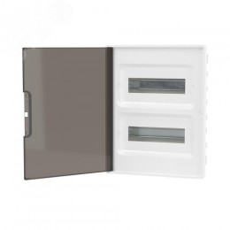 Щиток 24 мод встраиваемый FRAME ЩРв-П-24, белый, с тонированной дверцей, с 4 шинами PEN (2шт на 8 отв. и 2шт на 6 отв.) F24B1WD DKC