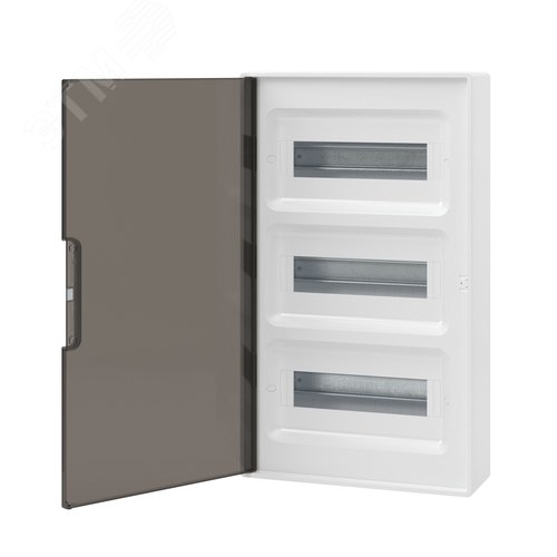 Щиток 36 мод настенный FRAME ЩРн-П-36, белый, с тонированной дверцей, с 4 шинами  PEN (2шт на 8 отв. и 2шт на 10 отв.) F36W1WD DKC
