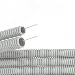 Труба гофрированная ПВХ 16 мм с протяжкой легкая серая (25м)