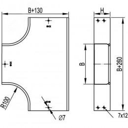 Ответвитель DPT T-образный горизонтальный 100х100 в комплекте крепежные элементы соединительные пластины