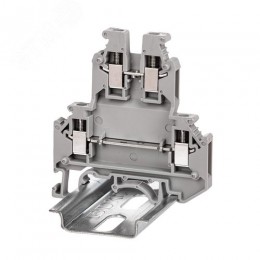 Клемма двухуровневая, винтовой зажим, 4 точки подключения, 2.5 кв.мм, серая