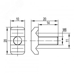Винт М6х14 специальная головка для проволочного лотка