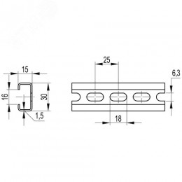 DIN-рейка перфорированная С1F 30х15х16мм