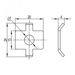 Шайба соединение проволочного лотка (в соединении с винтом М6х20) четырехлепестковая