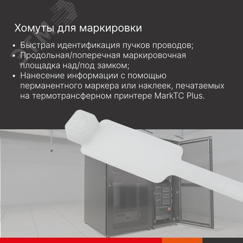 Хомут P6.6 маркировочный, белый 2,5x110, горизонтальная табличка над замком 20x9