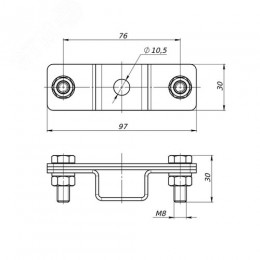 Держатель полосы двухболтовой