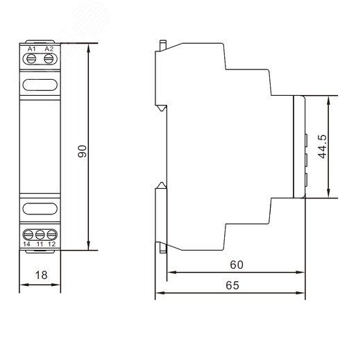Реле контроля фаз, 3 фазы, контроль напряжения , контроль обрыва фаз, котроль чередования фаз, контроль асимметрии, конфигурация контакта 2CO, 208-480В