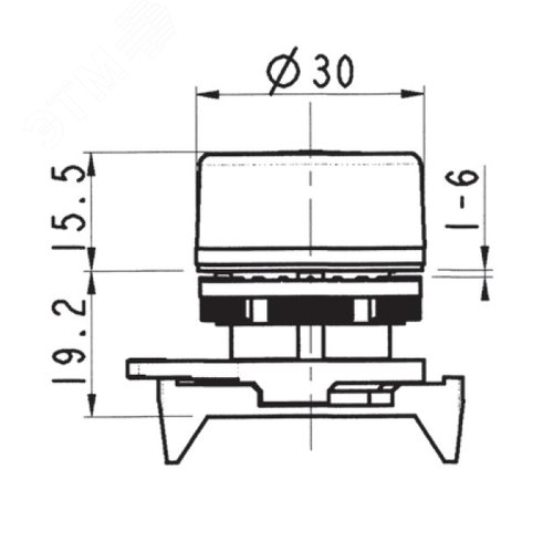 Кнопка плоская прозрачная без фиксации красная