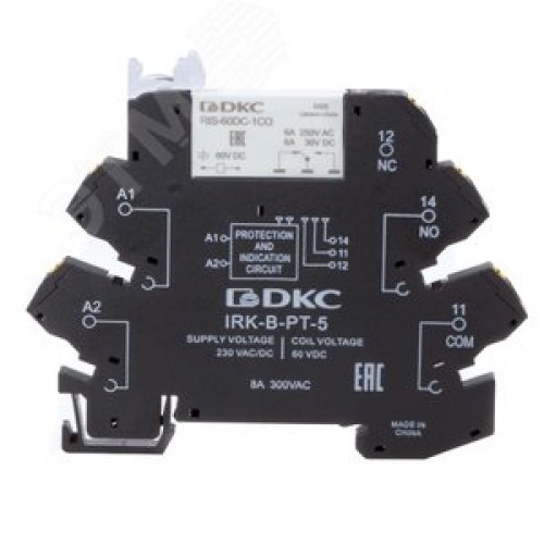 Реле интерфейсное, 1CO, коммутируемый ток 6 А, AgSnO, напряжение 230V AC/DC, push-in клеммы