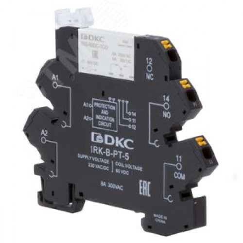 Реле интерфейсное, 1CO, коммутируемый ток 6 А, AgSnO, напряжение 230V AC/DC, push-in клеммы