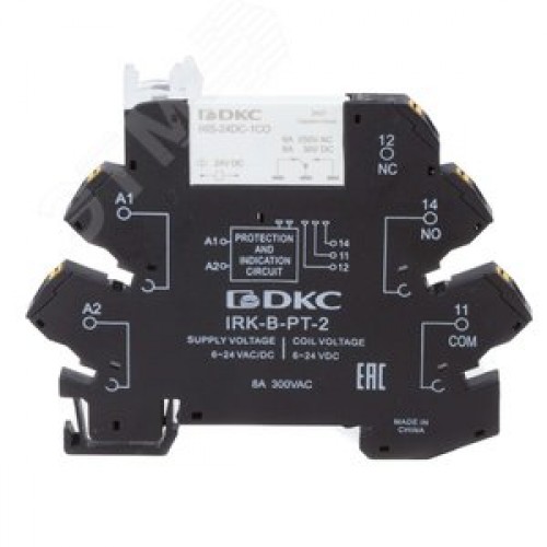 Реле интерфейсное, 1CO, коммутируемый ток 6 А, AgSnO, напряжение 24V AC/DC, push-in клеммы