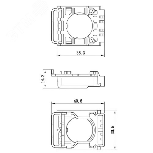Монтажное основание для крепления головок кнопок, переключателей и контактных блоков