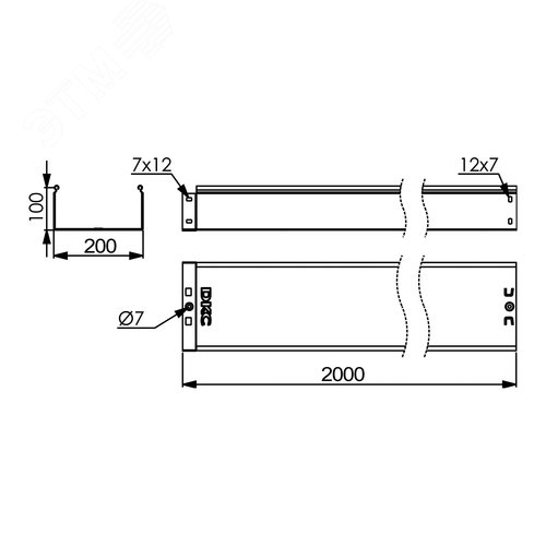 Лоток неперфорированный 200х100х2000