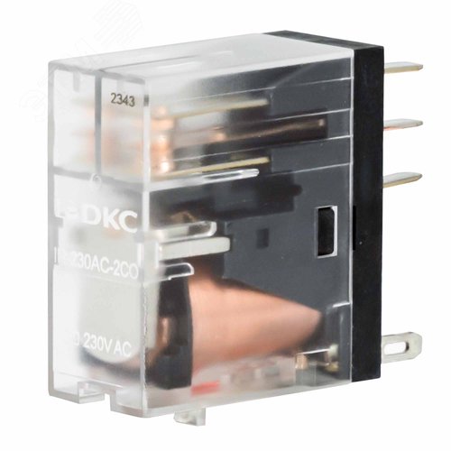 Реле миниатюрное промышленное, 2CO, коммутируемый ток 8 А, AgSnO, напряжение 230V AC, опция – светодиод