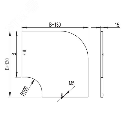 Крышка на угол CPO 90 горизонтальный 90° осн.150 в комплекте с метизами и пластинами PTCE