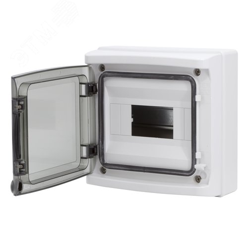 Щит настенный с дверцей 8 модулей IP65 серый с    клеммным блоком 63А