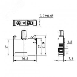 Контактный блок с клеммными зажимами под винт со светодиодом на 220В, зеленый