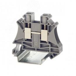 Клемма проходная, винтовой зажим, 2 точки подключения, 10 кв.мм, серая