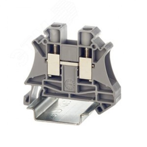 Клемма проходная, винтовой зажим, 2 точки подключения, 10 кв.мм, серая