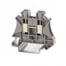 Клемма проходная, винтовой зажим, 2 точки подключения, 6 кв.мм, серая