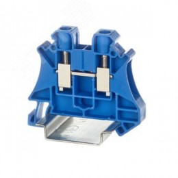 Клемма проходная, винтовой зажим, 2 точки подключения, 6 кв.мм, синяя