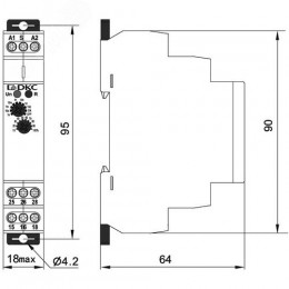 Реле времени, задержка включения, конфигурация контакта 1CO, AC/DC 12-240 В