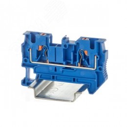Клемма проходная, зажим push-in, 2 точки подключения, 4 кв.мм, синяя