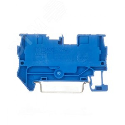 Клемма проходная, зажим push-in, 2 точки подключения, 4 кв.мм, синяя