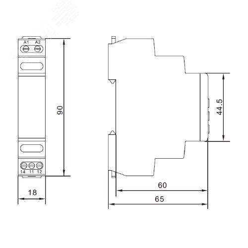 Реле контроля напряжения однофазное, конфигурация контакта 1CO, 24-48В AC/DC