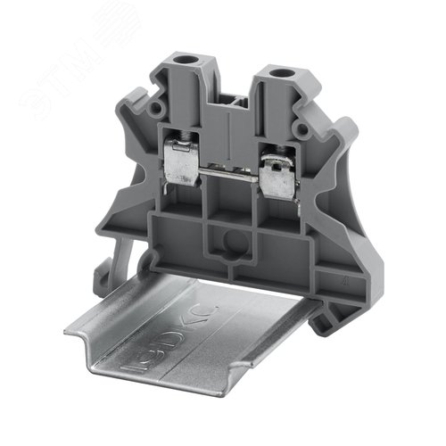 Клемма проходная, винтовой зажим, 2 точки подключения, 2.5 кв.мм, серая