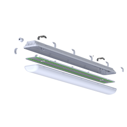 Светильник светодиодный CSVT SLIM 32 1262х124х85 CRI80 5000 milky IP65 II серый подвесной/накладной