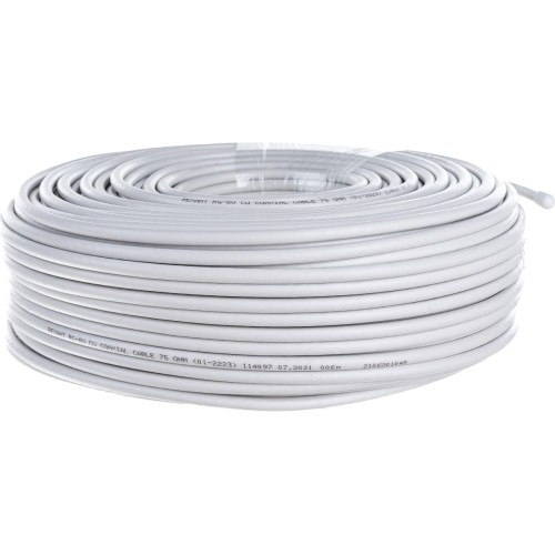 Кабель коаксиальный RG-6U, 75 Ом, Cu/Al/Cu, 75%, IN, белый, 100 м